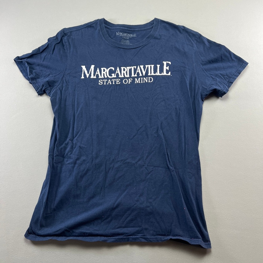 Margaritaville State Of Mind T Shirt Men Large Navy Blue Graphic Cotton Everyday